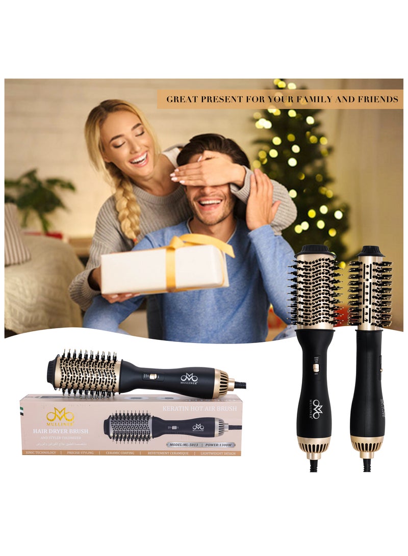 MULLINER Keratin Hot Air Brush – 2-in-1 Hair Dryer & Volumizing Styler