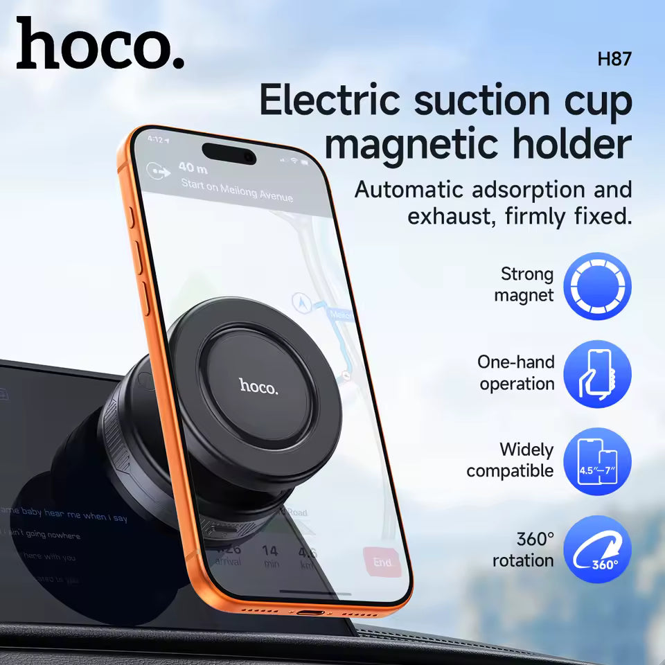 Hoco Dragon Electric Suction-Cup Magnetic Phone Holder, Universal Car & Desk Mount