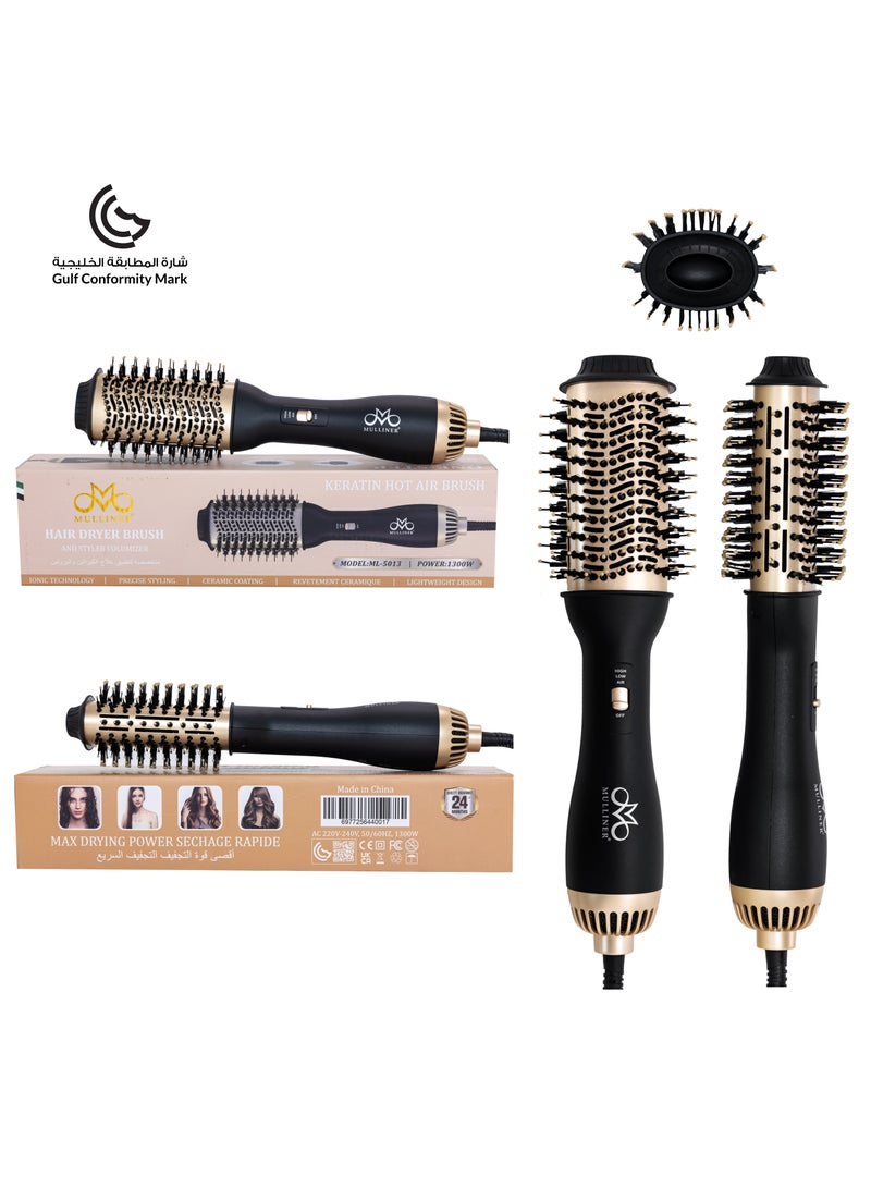 MULLINER Keratin Hot Air Brush – 2-in-1 Hair Dryer & Volumizing Styler