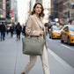 Ribbed Texture Tote Handbag